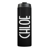 Jouw naam, Vette witte tekst | Zwart Thermosbeker (Voorkant)