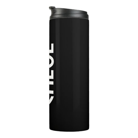 Jouw naam, Vette witte tekst | Zwart Thermosbeker (Geroteerd rechts)