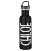 Jouw naam, Vette witte tekst | Zwart Waterfles (Voorkant)