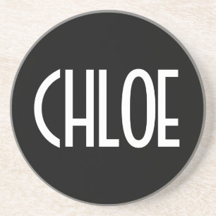 Jouw naam, Vette witte tekst   Zwart Zandsteen Onderzetter