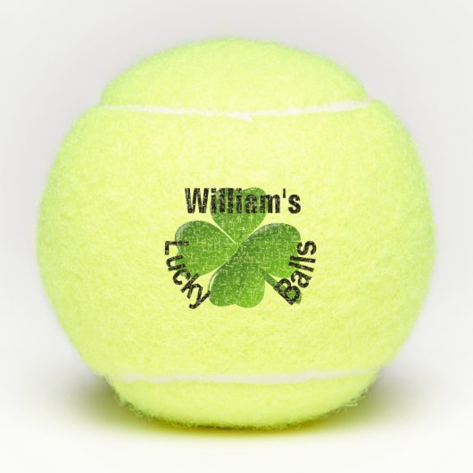 Jouw naam Vier Leaf Clover Lucky Tennisballen (Voorkant)