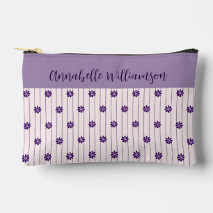 Jouw naam Violet & Blush Stripes Paarse Bloemen Etui