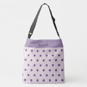 Jouw naam Violet, Blush Stripes Violet Flowers Crossbody Tas (Achterkant)