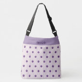 Jouw naam Violet, Blush Stripes Violet Flowers Crossbody Tas (Voorkant)