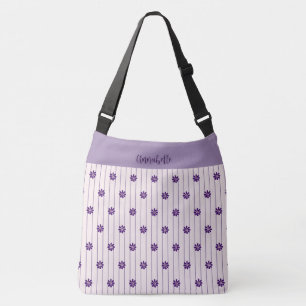 Jouw naam Violet, Blush Stripes Violet Flowers Crossbody Tas