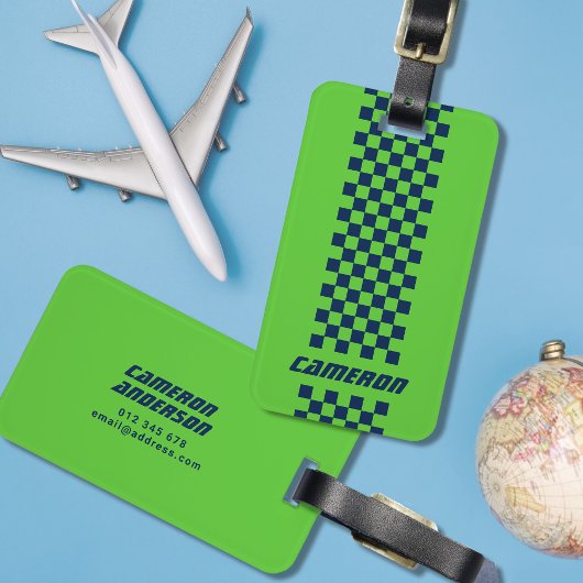 Jouw naam Volledig aangepaste kleuren, gecheckte s Bagagelabel