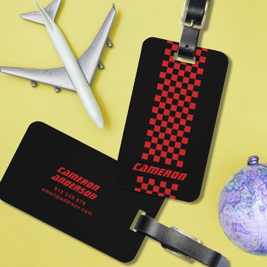 Jouw naam Volledig aangepaste kleuren, gecheckte s Bagagelabel