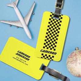 Jouw naam Volledig aangepaste kleuren, gecheckte s Bagagelabel