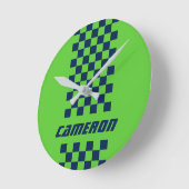 Jouw naam Volledig aangepaste kleuren, gecheckte s Ronde Klok (Hoek)