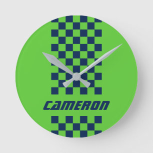 Jouw naam Volledig aangepaste kleuren, gecheckte s Ronde Klok