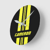 Jouw naam volledig aangepaste kleuren met races 1 ronde klok (Hoek)