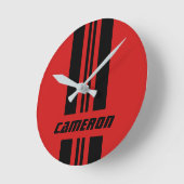 Jouw naam volledig aangepaste kleuren met races 1 ronde klok (Hoek)