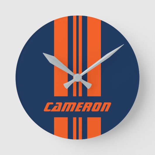 Jouw naam volledig aangepaste kleuren met races 1 ronde klok (Voorkant)