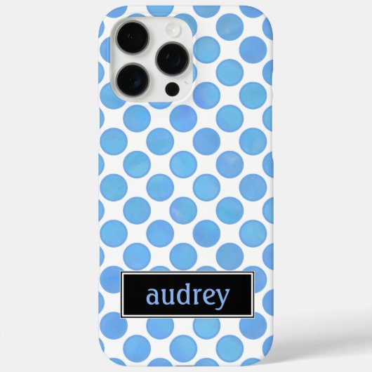 Jouw naam Waterverf Blue Polka Dot Pattern Case-Mate iPhone Case (Achterkant)