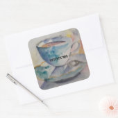 Jouw naam Waterverf koffie mok en saucer Vierkante Sticker (Envelop)
