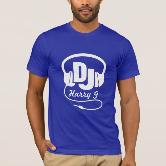 Jouw naam witte DJ-hoofdtelefoon T-shirt (Voorkant)
