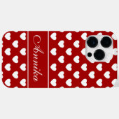 Jouw naam, witte harten op rood Case-Mate iPhone case (Achterkant (horizontaal))