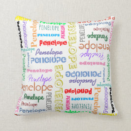 Jouw naam Word Cloud Fun Fonts Typografie Kussen