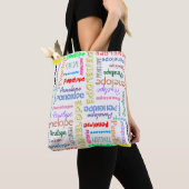 Jouw naam Word Cloud Fun Fonts Typografie Tote Bag (Dichtbij)