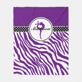 jouw naam Zebra Print Gymnastiek in Paars Fleece Deken
