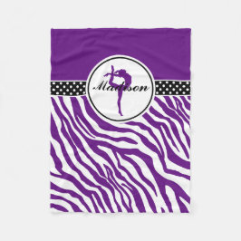 jouw naam Zebra Print Gymnastiek in Paars Fleece Deken