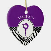 jouw naam Zebra Print Gymnastiek in Paars Keramisch Ornament (Rechts)