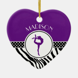 jouw naam Zebra Print Gymnastiek in Paars Keramisch Ornament
