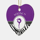 jouw naam Zebra Print Gymnastiek in Paars Keramisch Ornament (Links)