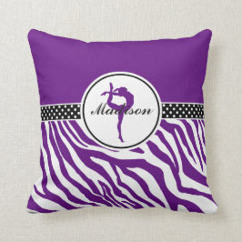 jouw naam Zebra Print Gymnastiek in Paars Kussen