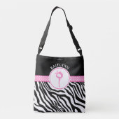 jouw naam Zebra Print gymnastiek in roze Crossbody Tas (Achterkant)