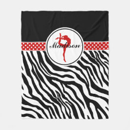 Jouw naam Zebra Print Gymnastiek met Rode Details Fleece Deken