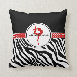 jouw naam Zebra Print Gymnastiek met rode details Kussen