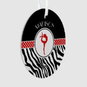jouw naam Zebra Print Gymnastiek met rode details Ornament (voorkant)