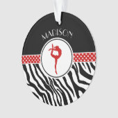 jouw naam Zebra Print Gymnastiek met rode details Ornament (voorkant)