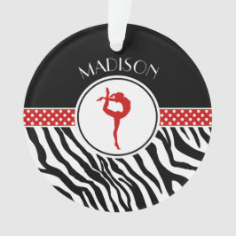 jouw naam Zebra Print Gymnastiek met rode details Ornament