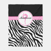 jouw naam Zebra Print Gymnastiek met roze details Fleece Deken (Voorkant)