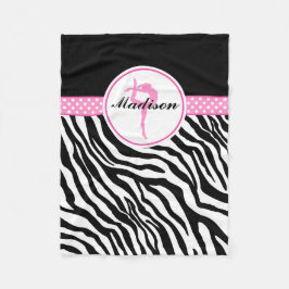 jouw naam Zebra Print Gymnastiek met roze details Fleece Deken