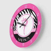 jouw naam Zebra Print Gymnastiek met roze details Grote Klok (Hoek)