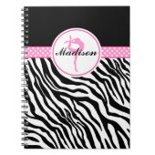 jouw naam Zebra Print Gymnastiek met roze details Notitieboek (Voorkant)