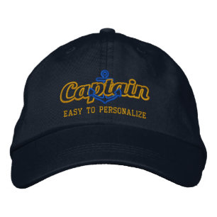 Jouw naam Zee Kapitein Nautical Anchor Embroidery Geborduurde Pet