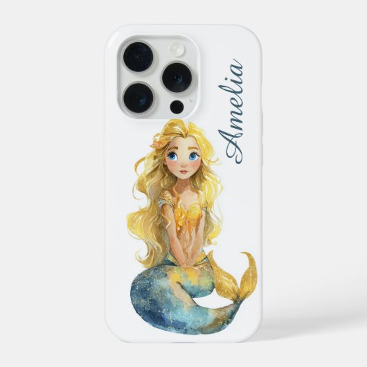 Jouw Naam Zeemeermin  iPhone Hoesje (Achterkant)