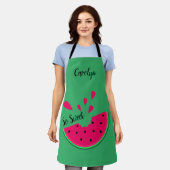 Jouw naam zo lieve watermeloen en harten valentijn schort (Gedragen)