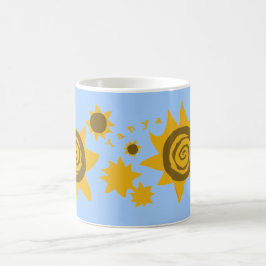 Jouw naam zonnebloemen Geel Blauwe Hemel Sun Art Koffiemok