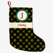 Jouw naam zwart-geel kleine kerstsok (Voorkant)
