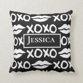 Jouw naam zwart-wit xoxo lippen kussen