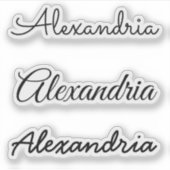 Jouw naam zwarte handgeschreven scriptversies sticker (Voorkant)