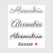 Jouw naam zwarte handgeschreven scriptversies sticker (Vel)