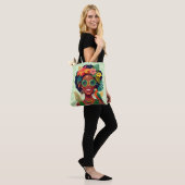 Jouw naam, zwarte vrouw, tropische bloemen en pape tote bag (Op model)