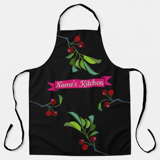 Jouw naam's Keuken Drie Kersen Boom Limbs Schort (Voorkant)