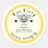 Jouw namen Hier Custom bewerkbare Minimal Honey Ja Ronde Sticker (Voorkant)